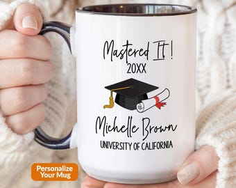 Masters Degree Gift, Graduation Gift For Her Him, Mastered It 2026 Mug, Graduation 2026 Master's Degree MBA Gift Graduate Personalized M606