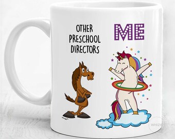 Funny gift cup Childcare worker daycare rainbow Unicorn pole dancing coffee mug