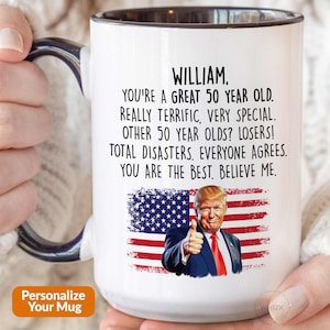 50th Birthday Mug, 50th Birthday Gift For Men Women Her Personalized 50 Year Old Bday Gift 50th Birthday Coffee Mug Cup Funny Mom Dad P487 image 1