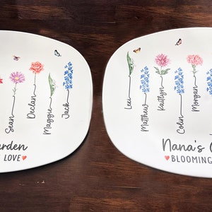 Grandmas Garden Platter, Grandma Gift, Personalized Grandma Plate With ...