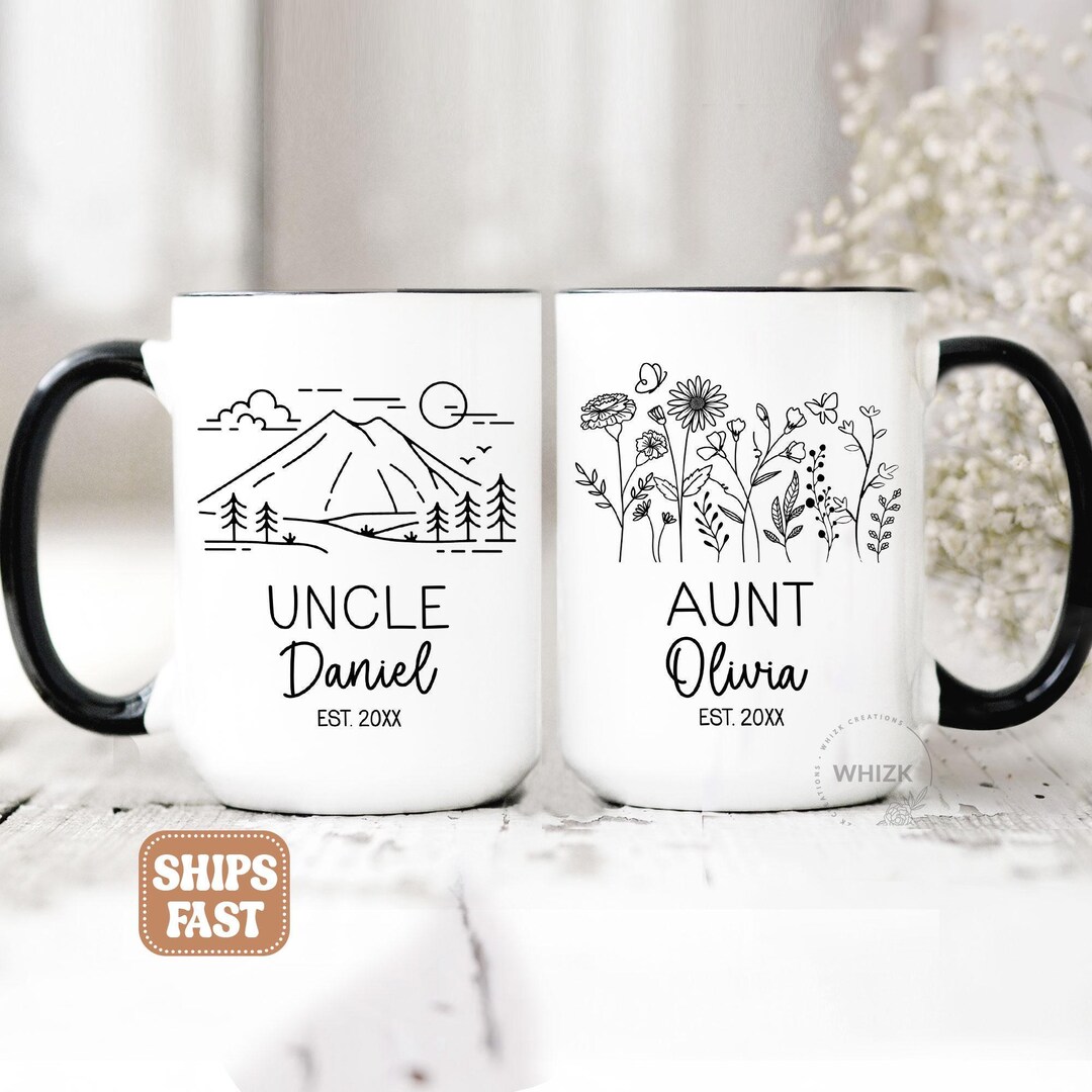 Aunt and Uncle Pregnancy Announcement Mug Set First Time Aunty Gift ...
