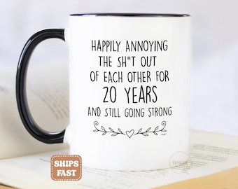 UK 20th Anniversary Mug, 20th Anniversary Gifts For Husband Couple Wife Him, 20 Year Wedding Anniversary, China Platinum Coffee Cup M1V0020
