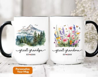 New Great Grandparents Mug Set Est 2026, Great Grandparent Pregnancy Announcement Personalized Great Grandma Grandpa Gift From Baby Cup P269