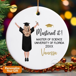 Masters Degree Ornament, Masters Degree Graduation Gift For Her, 2024 Graduation Ornament, MBA Mastered It Master's Grad Personalized X085