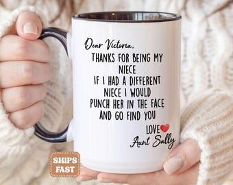 Personalized Niece Coffee Mug, Cusotm Gift From Aunt Uncle, Funny Niece Birthday Gift, Mothers Day Gift, Punch Face Cup M055