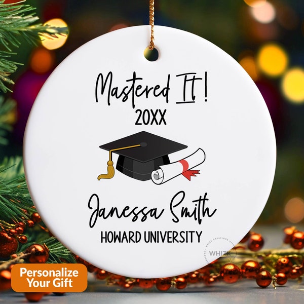 Masters Degree Graduation Gift For Her Him, Masters Degree Ornament MBA Graduation Ornament Personalized 2024 Mastered It Master's Grad X013