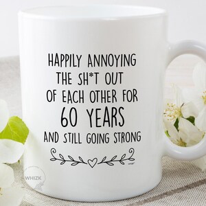UK 60th Wedding Anniversary Gifts, 60th Anniversary Mug, 60 Year Anniversary For Couples, Funny Diamond Anniversary Parents Him Her M1V0060C image 7