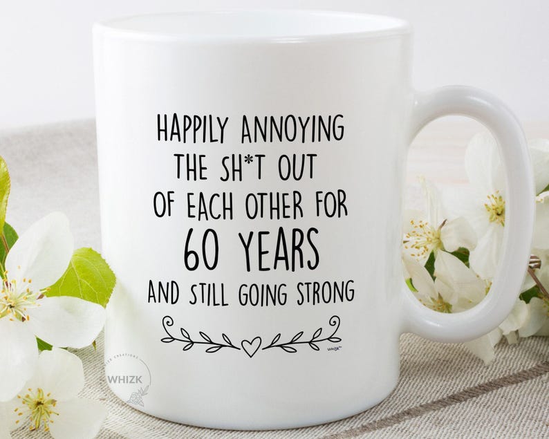 UK 60th Wedding Anniversary Gifts, 60th Anniversary Mug, 60 Year Anniversary For Couples, Funny Diamond Anniversary Parents Him Her M1V0060C image 7