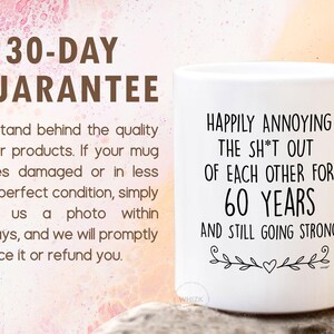 UK 60th Wedding Anniversary Gifts, 60th Anniversary Mug, 60 Year Anniversary For Couples, Funny Diamond Anniversary Parents Him Her M1V0060C image 6
