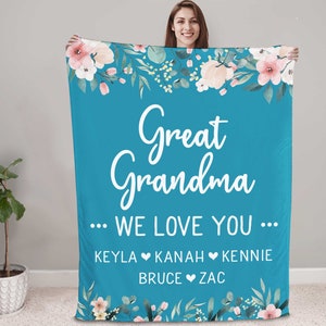 Great Grandma Blanket, Great Grandma Gift From Granddaughter Grandkids Names Fleece Blanket Personalized Mom Birthday Mothers Day Gift B169