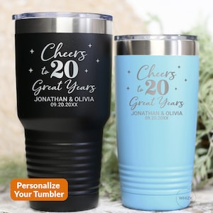 20th Anniversary Gifts For Husband Couple Wife Him, 20 Year Anniversary Tumbler, Personalized Wedding China Platinum Travel Mug Cup T301