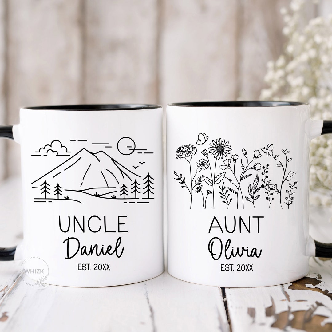 Aunt and Uncle Pregnancy Announcement Mug Set First Time Aunty Gift ...