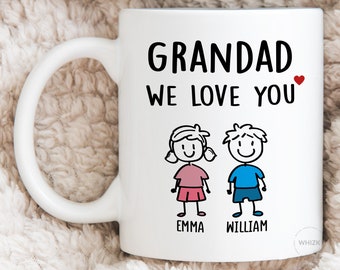 UK Grandad Gift, Grandad Mug Grandad Birthday Gift from Granddaughter Grandchildren Grandfather Cup Fathers Day Gift Personalized Stick M091