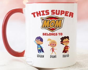 Super Mom Mug, This Mom Belongs to Mug Mothers Day Gift From Daughter Son  Kids Super Mom Gift Personalized Mommy Super Hero Funny Cup 