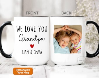 Grandpa Photo Mug, Grandpa Mug Cup, We Love You Grandpa Photo Gift, Grandpa Gift From Grandkid Baby, Personalized Birthday Father Day P577M