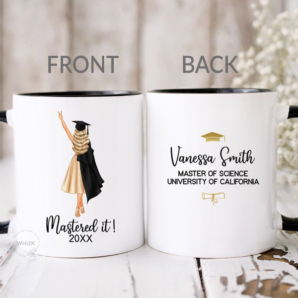 Masters Degree Graduation Gift For Her, Mastered It Mug 2024, MBA Graduation, Master's Degree Cup, Personalized MSN Gift Daughter Women M833