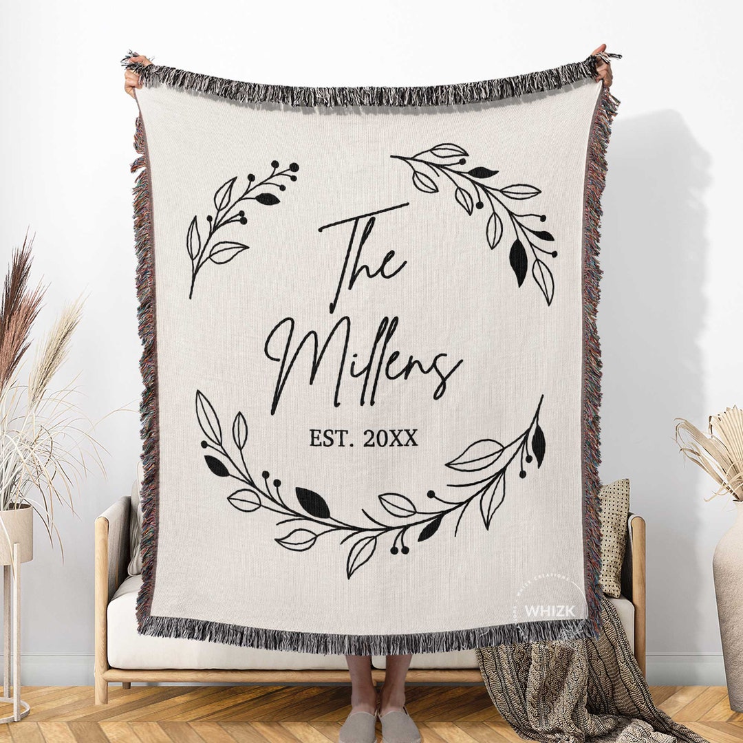 Wedding Anniversary Blanket, Last Name Wedding Gift, Personalized