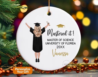 Masters Degree Ornament, Masters Degree Graduation Gift For Her, 2026 Graduation Ornament, MBA Mastered It Master's Grad Personalized X085