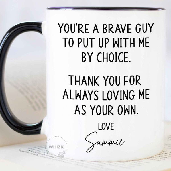 Step Dad Gift For Step Dad Mug, Bonus Dad Step Fathers Day Gift From Daughter Son Kids Adopted Stepdad Birthday Personalized Coffee Cup M742