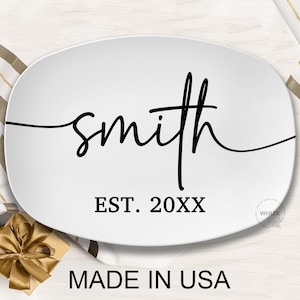 Wedding Plate Family Name Serving Platter, Personalized Platter Wedding Gift For Couple Anniversary Gift Housewarming Custom Dinnerware D009