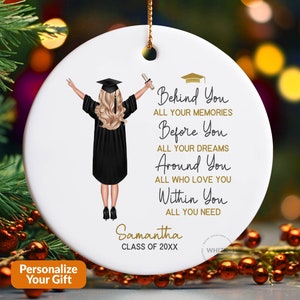 Graduation Gift For Her, College Graduation Ornament, Behind You All Your Memories, Personalized Class Of 2025, High School HighSchool X084