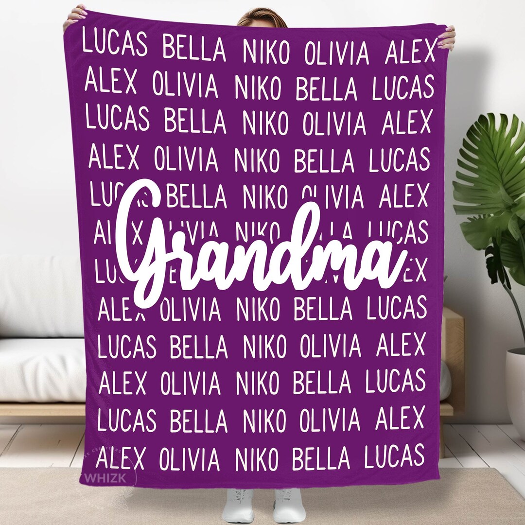 Grandma Gift for Grandma Blanket With Grandkids Name Grandma Etsy