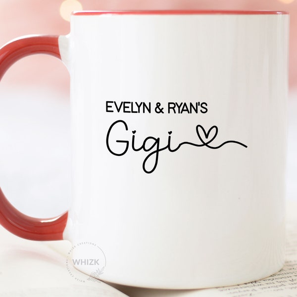 Gigi Gift For Gigi Mug, Personalized Grandma Birthday Gift Coffee Cup, Mothers Day Gift From Granddaughter Grandkids, Best Gigi Mug M550