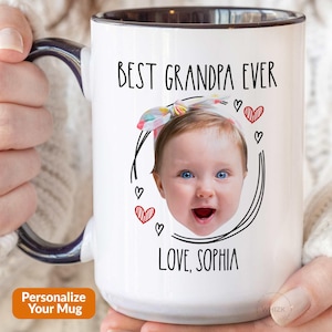 Grandpa Baby Face Mug, Custom Grandpa Photo Gift From Grandkid Kid Face Mug, Best Grandpa Ever Mug Cup, Personalized Father Day Gift P607
