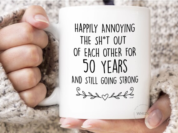 AU 50th Anniversary Gifts For Parents Couples Grandparents, 50th Anniversary Mug, 50 Year Wedding Anniversary, Gold Anniversary Cup M1V0050