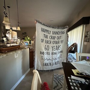 50th Wedding Anniversary Gift For Parents Couples, 50th Anniversary Blanket, Personalized Funny 50 year Golden Wedding Gift Woven Throw B213 image 7