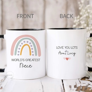 Niece Gift For Niece Mug, Personalized Niece Gifts From Aunt Uncle, Best Niece Coffee Mug Favorite Neice Birthday Christmas Rainbow Cup M533