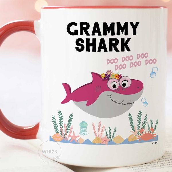 Grammy Shark Mug For Grammy Gifts For Grammy Coffee Mug, Mothers Day Gifts From Granddaughter Kids Grandmother Mug Funny Coffee Cup XSK0122