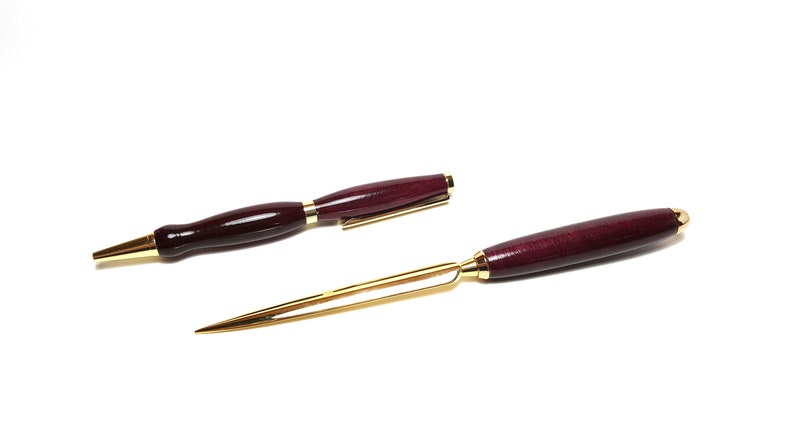 Handcrafted Purpleheart Pen and Letter Opener Set This fine writing instrument would make a great gift for an executive or office staff