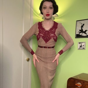 1930s contrast knit dress