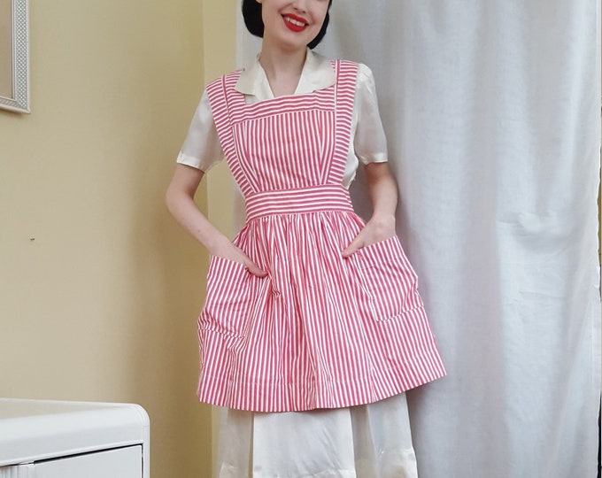 1940s 1950s Candy Striper Apron Dress made by Etsy
