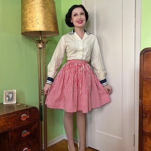 1950s red and white striped circus skirt