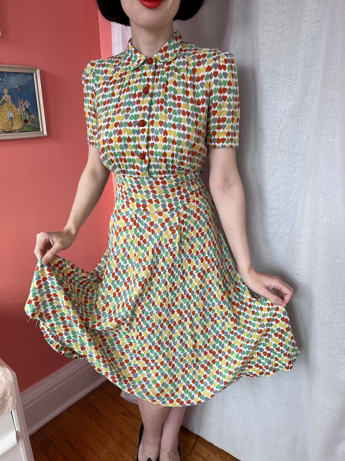 1930s 1940s Ann Sutton Novelty Print Rainbow Dress | Etsy