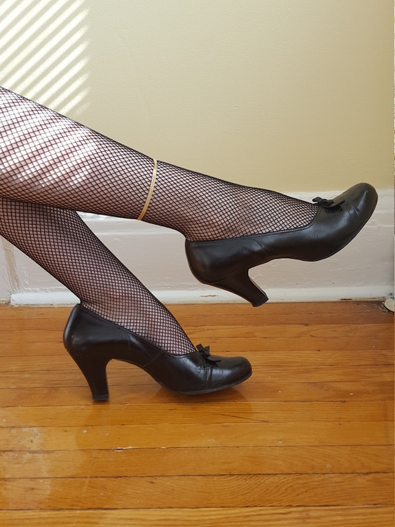 Sweetheart Shoes 1940s black leather heels / 1940s