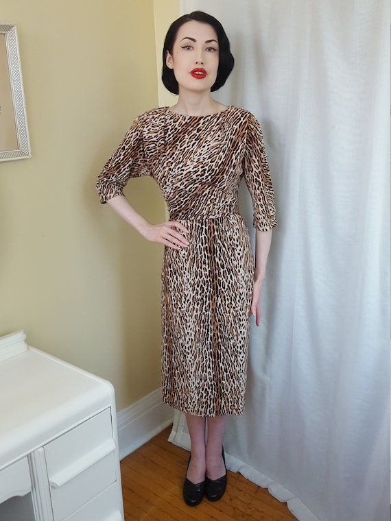 1950s bad girl leopard print dress - image 2