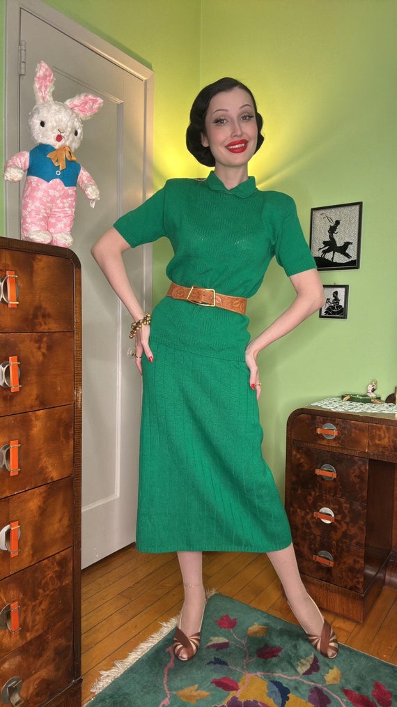1940s Green Piece Knit Set