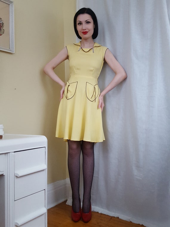 1930s Art Deco yellow dress - image 2