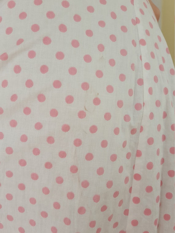 late 1940s pink polka dot button front dress - image 7