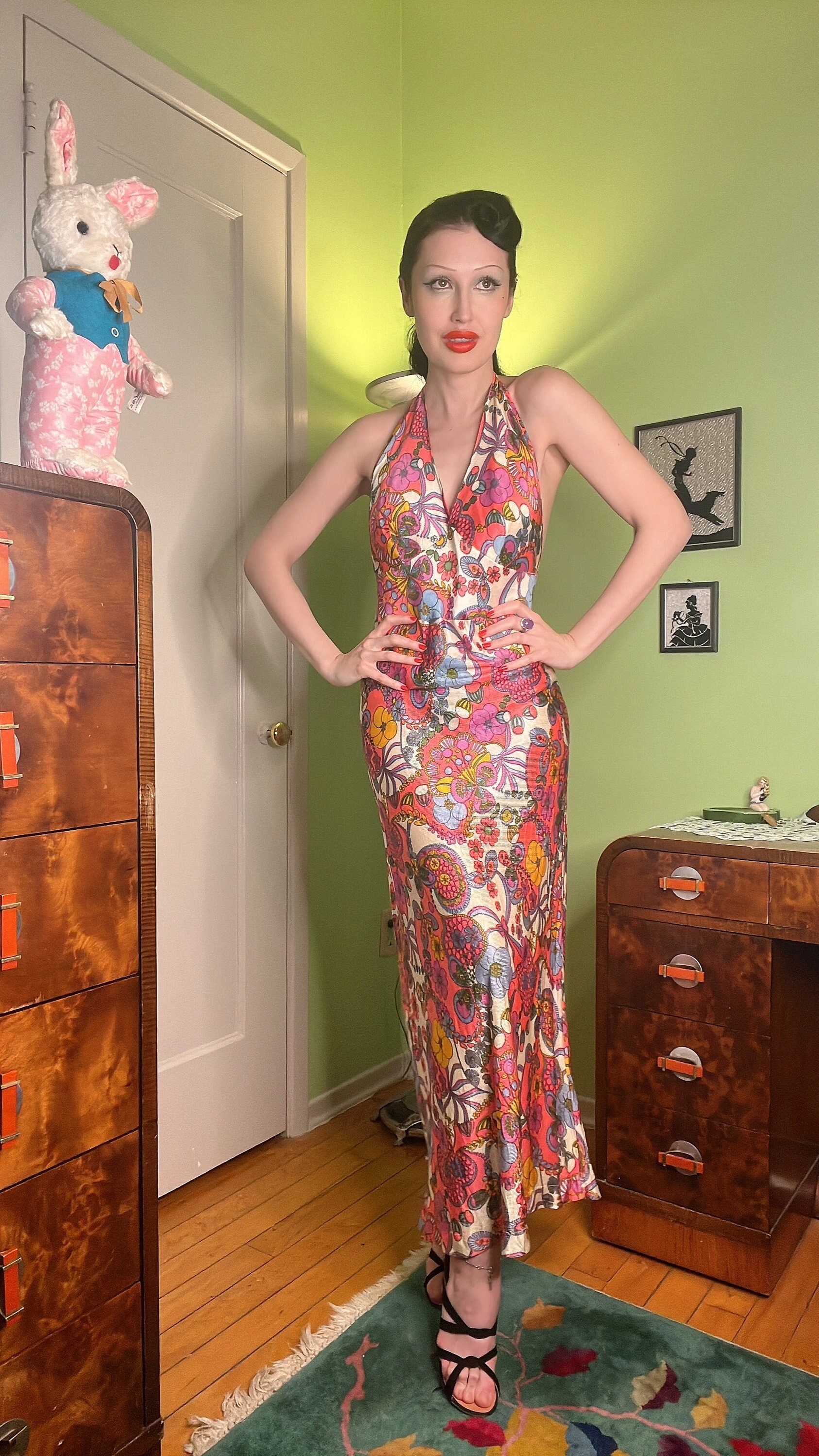 peter max vintage 花柄 コットンワンピース 9 ワンピース