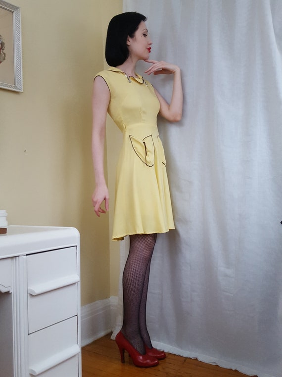 1930s Art Deco yellow dress - image 4