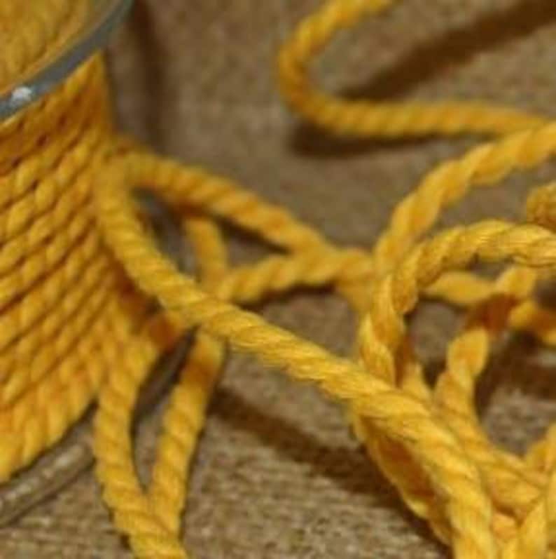 3mm Macrame cord yellow twisted cotton rope 3 strand soft yarn Braided cord