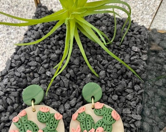 Handmade Cactus Clay Earrings