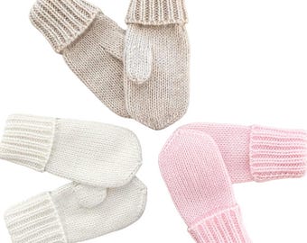 Manoplas de cachemir tejidas para bebés y niños pequeños. Hechas a mano en EE. UU. Disponibles en más colores.