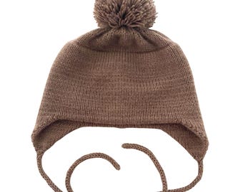 Cashmere Baby/Toddler Knit Hat with Pom-pom, Handmade in USA. More colors available.