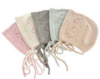 Cashmere Knit Baby/ Toddler Bonnet: Soft & Warm, Handmade in USA