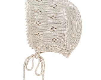 Handmade Cotton Baby Bonnet: Breathable Seam-Free.  More colors available.